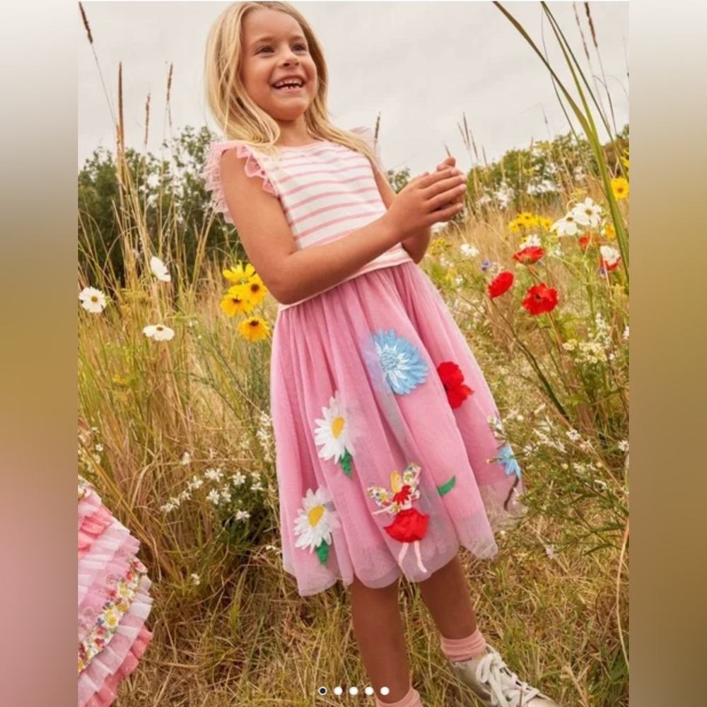 Mini Boden Formica Pink Flower Fairy Tulle Dress. 11-12Y